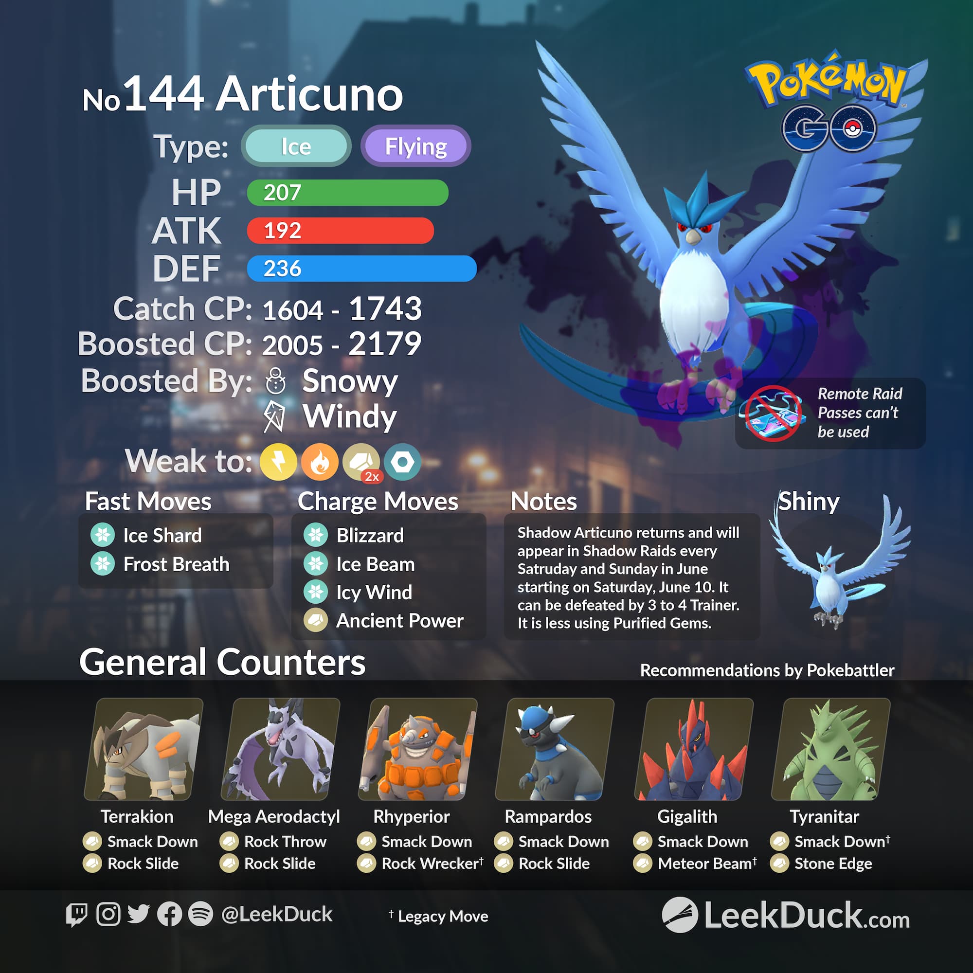 Shadow Articuno in Shadow Raids Leek Duck Pokémon GO News and Resources